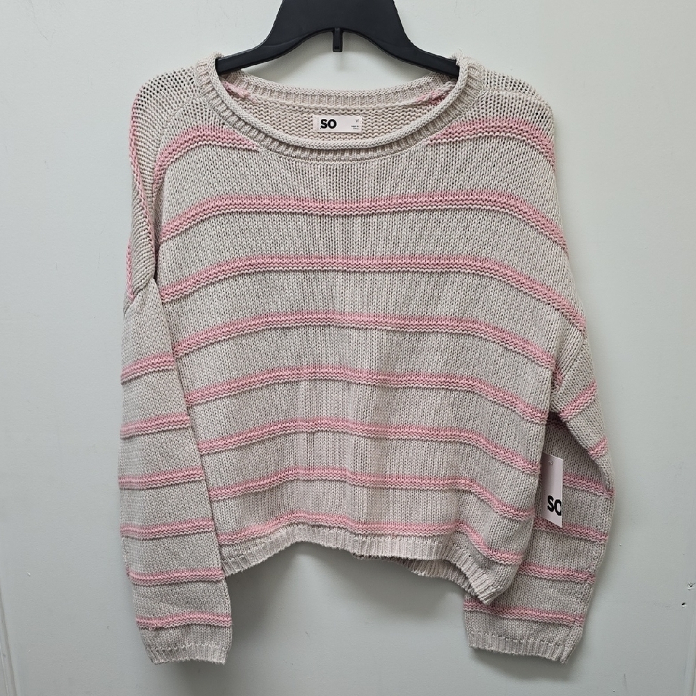 SO Sweater with Pink and Cream Stripes - Size M